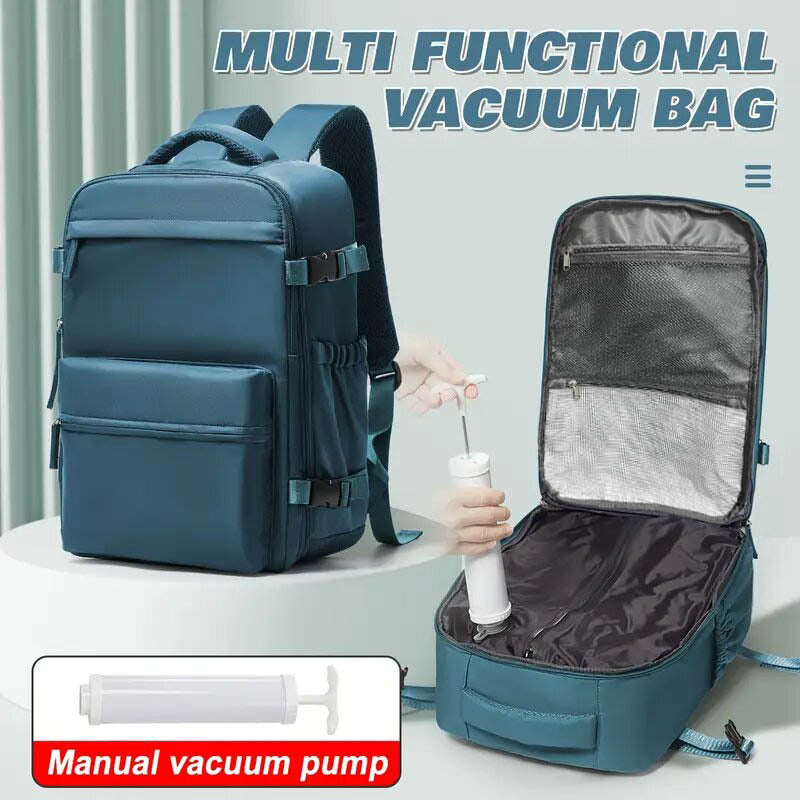 Ryanair Approved 40x20x25 Cabin Bag - Vacuum Compression Travel Backpack & 42x29x15 Storage Bag, Laptop Compartment