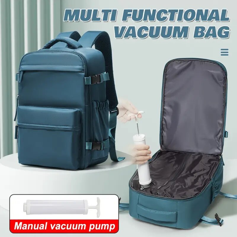 Ryanair Approved 40x20x25 Cabin Bag - Vacuum Compression Travel Backpack & 42x29x15 Storage Bag, Laptop Compartment