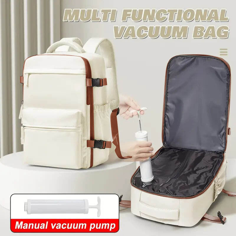 Ryanair Approved 40x20x25 Cabin Bag - Vacuum Compression Travel Backpack & 42x29x15 Storage Bag, Laptop Compartment