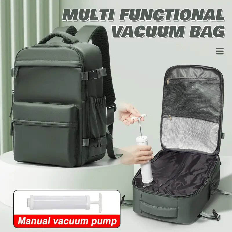 Ryanair Approved 40x20x25 Cabin Bag - Vacuum Compression Travel Backpack & 42x29x15 Storage Bag, Laptop Compartment