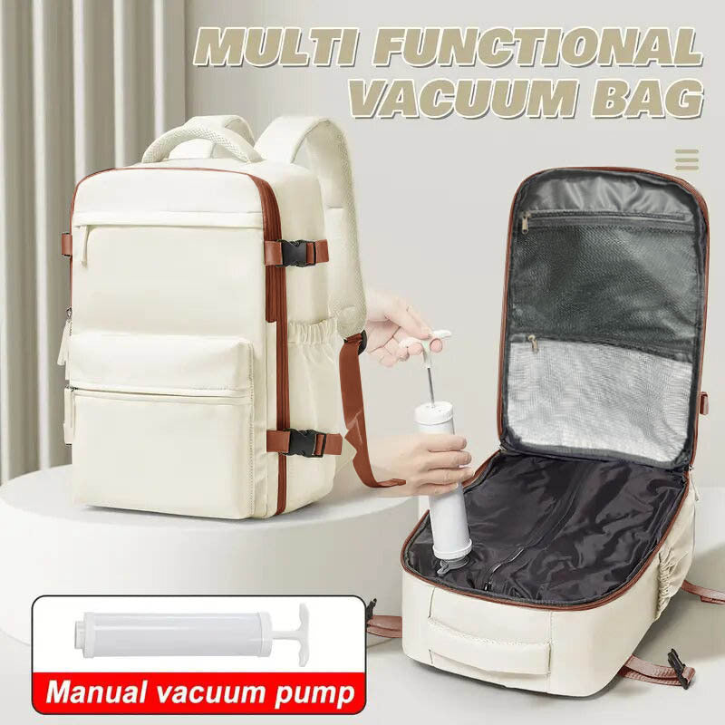 Ryanair Approved 40x20x25 Cabin Bag - Vacuum Compression Travel Backpack & 42x29x15 Storage Bag, Laptop Compartment