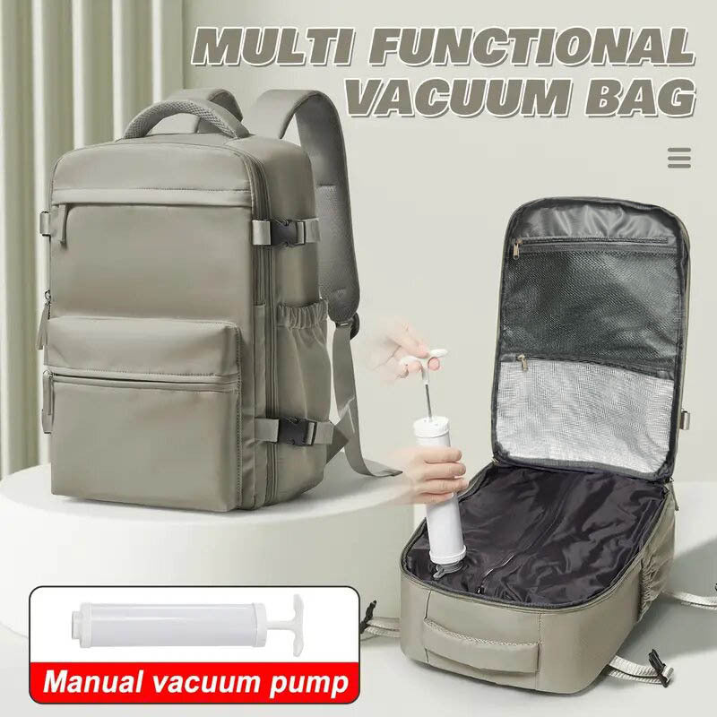 Ryanair Approved 40x20x25 Cabin Bag - Vacuum Compression Travel Backpack & 42x29x15 Storage Bag, Laptop Compartment